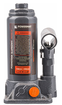 Домкрат гидравлический бутылочный Powermat PM-PHS-3T с грузоподъемностью 3 т, высота подъема 158-298 мм, гидравлический домкрат для подъема автомобилей