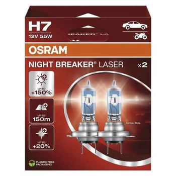 Żarówka halogenowa OSRAM H7 12V 55W PX26d NIGHT BREAKER LASER +150% 2 szt (64210NL-2HB) (4062172387590)