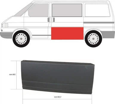 Ремонтная часть боковой двери правая высота 61 см VOLKSWAGEN TRANSPORTER T4 91-03 (Klokkerholm)