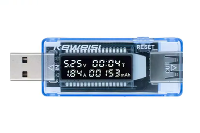 USB тестер Keweisi вольтметр амперметр измеритель емкости напряжения времени заряда портативный Blue