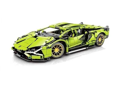 ️ Конструктор машинка на радиоуправлении, подсветка автомобиля и фар Lamborghini Green – 1280 деталей, 1:14