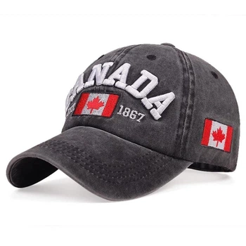 Кепка Бейсболка Варенка логотип Canada (Канада) с изогнутым козырьком Черный, Унисекс WUKE One size