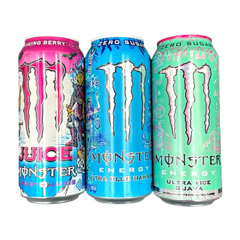 Напій енергетичний Monster Energy Juice Viking Berry\Ultra Blue Hawaiian\Vice Guava Sugar Free 473 мл (набір 3 штуки)