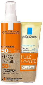 Zestaw kosmetyków do ochrony przeciwsłonecznej La Roche-Posay spray do ciała Anthelios SPF50 + 200 ml + olejek oczyszczający Lipikar 100 ml (3433425427515)