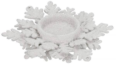 Świecznik świąteczny Springos na świeczkę tealight brokatowy srebrny (CA1204) 12 x 10.5 x 4 cm (5907719462097)