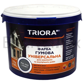 Фарба гумова TRIORA акрилова 12 кг RAL 7024 788 графіт