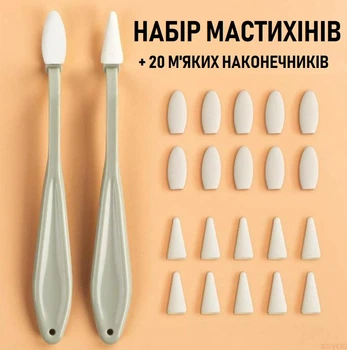 Комплект художніх мастихінів для розтушовування олівця, сухої пастелі, змішування фарб Sketch набір з 2 шпателів - мастихінів + 20 м'яких змінних наконечників, зелений (109955824)