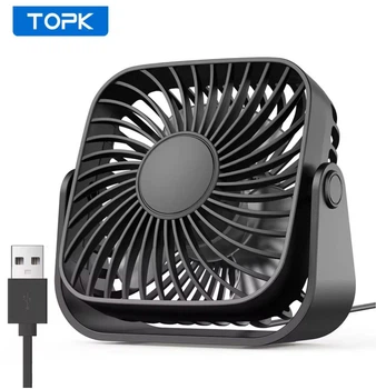 USB вентилятор портативный TOPK K5 черный, 3 скорости.