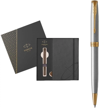 Набор Parker Sonnet Stainless Steel GT BP шариковая ручка + блокнот (84 132b24)