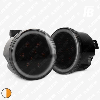 Указатели поворота (поворотники) на решётку с ДХО для Jeep Wrangler JK (2007–2018) LED тонированные 2 шт. (оранжевый)