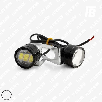 ДХО (денні ходові вогні) "Орлине око" LED на кронштейні Ø23 мм лінза SMD 5630*03 чорний+хр. корпус 2 шт. (білий)