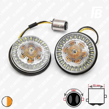 Ліхтарі 2IN-03 для мотоциклів Harley-Davidson світлодіодні (LED) Ø2 дюйми 2 шт. (білий + оранжевий)