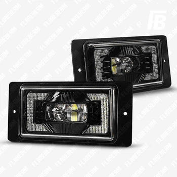 Фари протитуманні (ПТФ) 02 з ДХО для Лада (ВАЗ) 2110 2111 2112 2113 2114 2115 Chevrolet Niva LED чорні 2 шт.