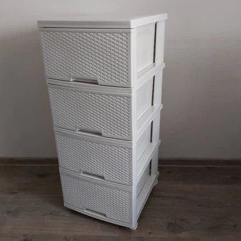 Комод пластиковый 46,5 x 39,5 x 95,5 см Алеана "Ротанг" 123093 белая роза