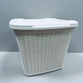 Кошик пластикова з кришкою 30,5*32*25 см 15 л Ucsan Plastik М-071 бежева