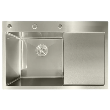 Кухонна мийка MIXXUS MH7849L NANO-SILVER нержавіюча сталь 3.0/0.8 мм інтегрована з правим крилом (MI7048)