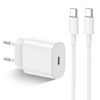 Быстрая зарядка Блок 20W для iPhone 15 16 Pro Plus Max Power Adapter Type-C Кабель зарядки USB-C to USB-C Комплект