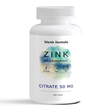 Цинк цитрат хелат Zink 50 мг. Bionic Formula диетическая добавка для волос кожи иммунитета 200 капсул