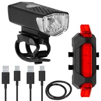Набір велосипедних ліхтариків Springos на USB, 2 штуки BA0054 (5907719448275)
