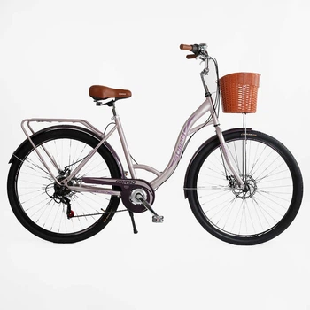 Велосипед Міський 28 дюймів Corso Liberty LR-833 обладнання Shimano сталева рама 20 дюймів 7 швидкостей. Cream and Violet (168509)