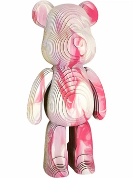 Конструктор картонный 3D-пазл Bearbrick бело-розовый (ZX-155)