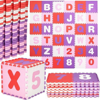 Mata piankowa puzzle dla dzieci Springos Litery i cyfry 175 x 175 cm 36 puzzli 110 elementów Multikolor FM0020 (5907719428031)