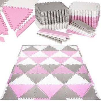 Mata piankowa puzzle dla dzieci Springos Trójkąty Różowe 186 x 186 cm 72 puzzli 96 elementów FM0024 (5907719428079)