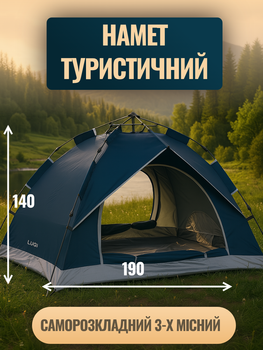 Автоматическая палатка для кемпинга 190х190х140 см палатка туристическая синий