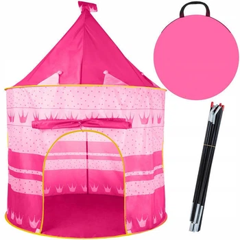 Дитячий намет-замок Kruzzel 23475 Pink, ігровий, з чохлом, 135×105 см, для дому та вулиці, з віконцями з сітки, входом на липучці, швидке складання, легкий, рожевий