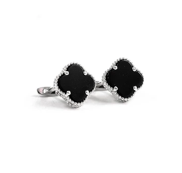 Серьги клевер с ониксом MaxiUvelir 9486