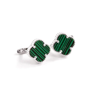 Серьги клевер с малахитом MaxiUvelir 9492