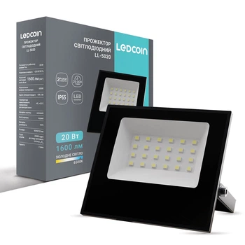 Світлодіодний прожектор Ledcoin LL-5020 20Вт 6500K чорний (8440)
