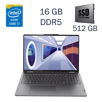 Ультрабук-трансформер Lenovo Yoga 7 16IAP8 / 16" (1920x1080) IPS Touch / Intel Core i7-1355U (10 (12) ядра по 1.2 - 5.0 GHz) / 16 GB DDR5 / 512 GB SSD / Intel Iris Xe / WebCam б/у