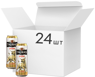 Упаковка пива Tauras Ekstra светлое фильтрованное 5% 0.568 л х 24 шт (4770477227809L)