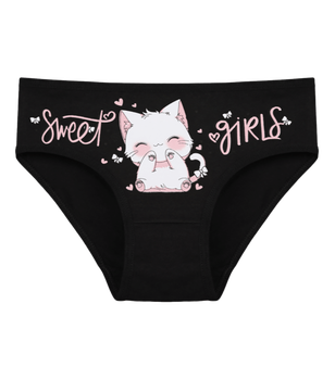Трусы слипы для девочки с принтом Sweet Girls - Donella - 4171PB123 - 122-128 см - Черный