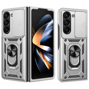 Чехол (PC+TPU) с подставкой Deexe Armor Shield (FF) для Samsung Galaxy Fold 7 - Silver