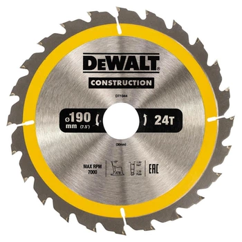Диск пиляльний DeWALT CONSTRUCTION, розмір 190 х 30 мм, кількість зубів 24, геометрія зуба ATB, 16 градусів (DT1944)