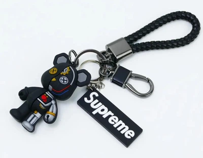 Брелок Мишка Bearbrick Киборг Supreme Черный