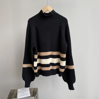 Свитер женский с полосками Черный One Size 0