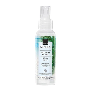 Освежающий лосьон-спрей для тела «Мальдивские пески» Avon Senses, Maldives Sands, Body Mist, Sea Salt & Frangipani Scent 100 мл с ароматом морской соли и франжипани
