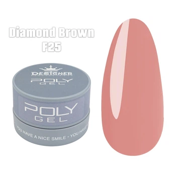 Полигель Дизайнер 30 мл Diamond brown в банке для наращивания и укрепления ногтей F25