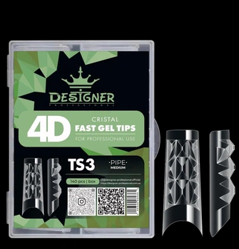 Гелевые типсы 120 шт/уп Дизайнер 4D Crystal Fast Gel Tips Pipe Medium TS3 с шипами для наращивания ногтей