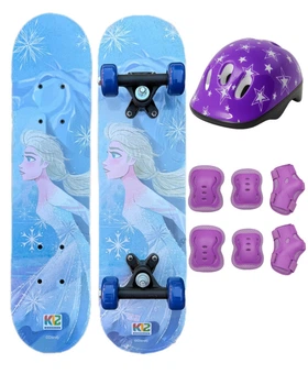 Скейтборд детский с защитой и шлемом 3в1 для девочки фроузен Frozen SP-Sport 1407-2 Blue-Violet