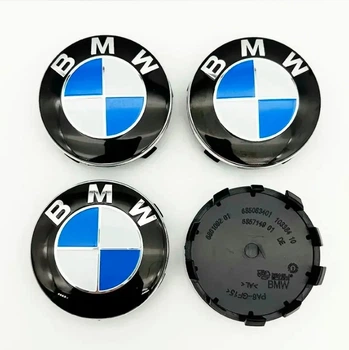 Колпачки на диски BMW 56х53 мм черные 6861092 сине белые