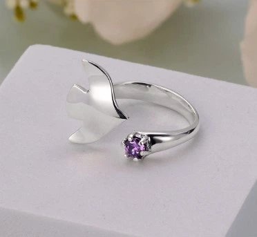Кільце з птицею Благовіщання Ametist срібне 925 Zircon 16-16,5 розмір