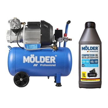 Комплект воздушный компрессор Molder с ресивером 50л, 2200Вт + компрессорное масло Molder VDL 100 1л