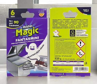 Дезодоруючі наклейки Mister Magic Fantasmini для смітників та малих приміщень, з ароматом цитрусових, 6 шт ADD0001