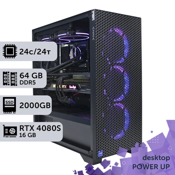 Робоча станція PowerUp Desktop #534 Core Ultra 9 285K / 64 GB / HDD 4 TB / SSD 2TB / GeForce RTX 4080 Super 16GB спеціалізована обчислювальна графічна система для архітекторів та інженерів