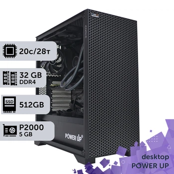 Рабочая станция PowerUp Desktop #469 Core i7 14700K / 32 GB / SSD 512GB / NVIDIA Quadro P2000 5GB специализированная вычислительная графическая система для архитекторов и инженеров
