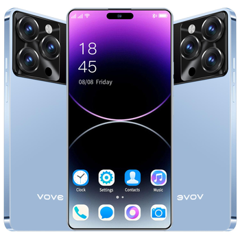 Телефон Vovei15 pro max з подвійною SIM-картою 6,74, розмір екрана 8 ГБ+256 ГБ, розблокування відбитком пальця, синій (Подарунок: 1 силіконовий чохол для телефону та 1 захисна плівка для екрану)